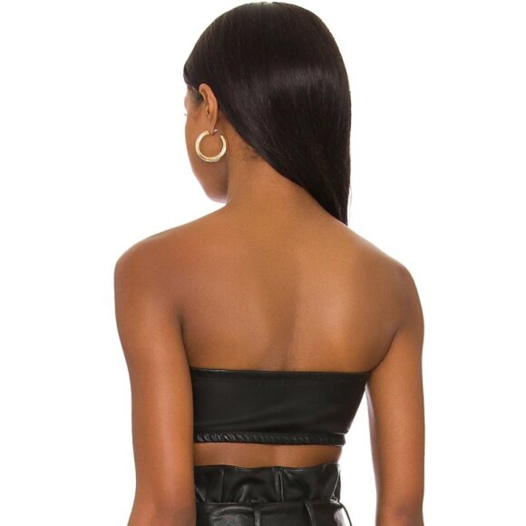 Commando Faux Leather Strapless Bandeau Bralette Top, Black - Picture 3 of 3